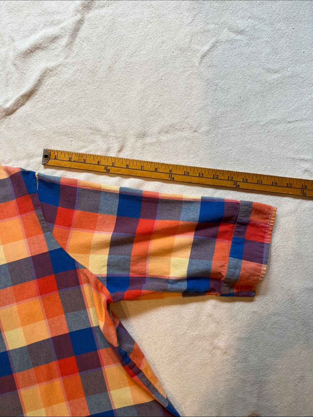 Women's Multicolor Plaid Button-Down Shirt - Blue/Orange/Yellow - Picture 7 of 10